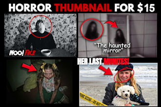 create realistic horror, true crime, and gaming youtube thumbnails for high CTR