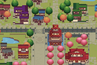 design 2d pixel art tileset tile sheet sprite sheet character 8 bit game assets