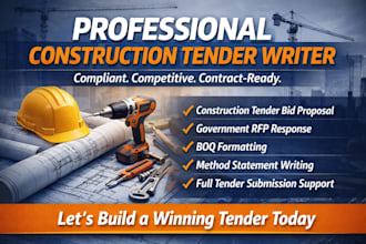 write construction tender bid proposal with boq and method statement