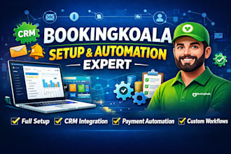 setup bookingkoala, customize, crm integration and automation