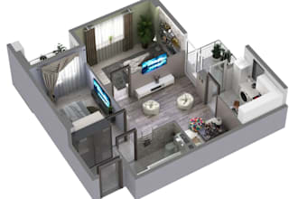 create 3d isometric floor plan,apartment layout,house section area,cad rendering