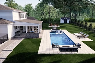do backyard landscape design, landscape rendering, outdoor garden pool design