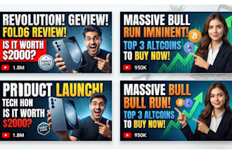 design high CTR catchy youtube thumbnails for gaming, tech, and vlogs
