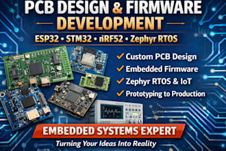 design pcb and develop embedded firmware for esp32, stm32, nrf52