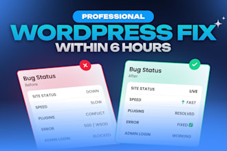 resolve wordpress errors, fix critical bugs, optimize woocommerce, elementor