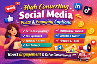 write engaging social media captions for instagram, facebook, and linkedin
