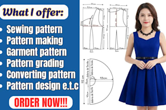 create sewing pattern with grading dxf and pdf any clothing