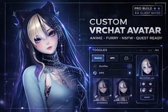do vrchat avatar commission, anime vrc avatar, furry nsfw 3d model, vr character