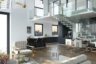 restyle modern residential interior,basement floor,penthouse,apartment rendering