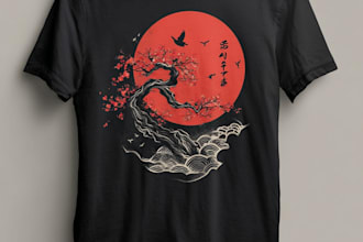 draw a japanese t shirt illustration