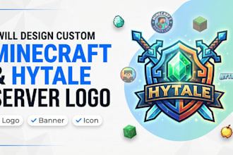 design custom minecraft hytale server logo banner icon