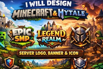 design a minecraft and hytale server logo, banner, and icon