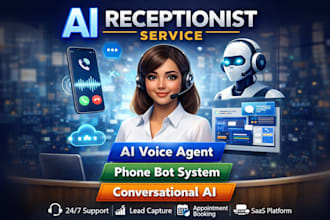 develop saas ai receptionist web, ai voice agent, conversational phone bot web
