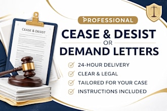 write professional cease and desist or demand legal letters fast