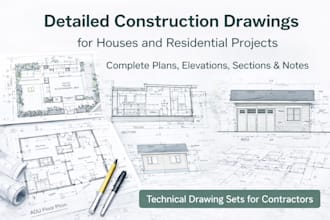 prepare detailed construction drawings for houses and residential projects