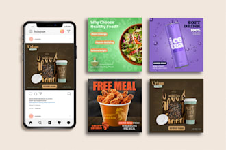 design eye catching food posters and social media ads for restaurants and cafes