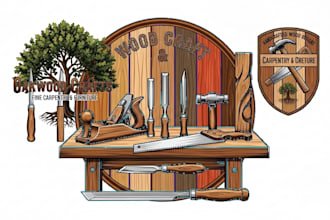 design wood crafts, woodworking  logo for carpentry and furniture