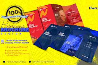 design bifold, trifold, brochure, flyer, company profile and postcard