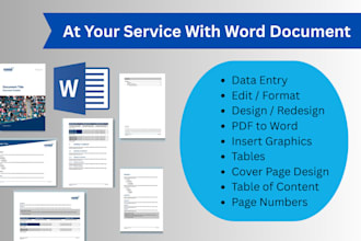 edit, format, design, insert graphics and make data entry in ms word