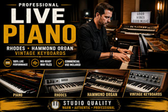 record professional piano, rhodes, hammond organ and vintage keyboard tracks