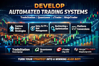 develop automated trading system on tradestation, quantower ctrader, ninjatrader