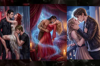 draw semi realistic nsfw couple art character design dark romance book cover art