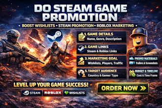 do steam game promotion, steam game marketing, boost steam game wishlist, roblox