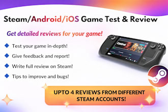do game app QA review steam web app manual testing andriod IOS app bug report