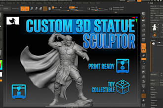 do 3d statue sculptor custom statues for 3d printing toy collectibles rendering