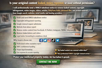send dmca takedown notice to remove leaked content and copyright infringement