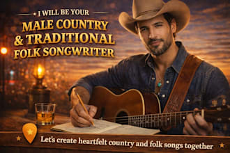 be your male country song writter traditional folks,vocal song lyrics writter