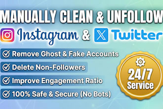 manually unfollow or remove your instagram and twitter followings or followers