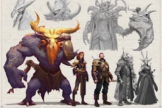 create a fantasy dnd party and scifi monster design character
