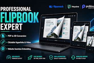 design your flipbook using flipsnack, heyzine, fliplink fliphtml5, publuu, issuu