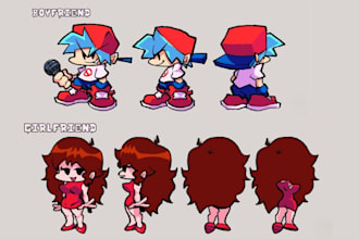 design and animate your fnf oc sprite sheet for friday night funkin mod game