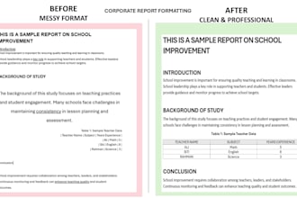 professionally format your business report, proposal, or corporate document