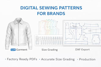 create custom sewing pattern with grading, dxf and PDF printable