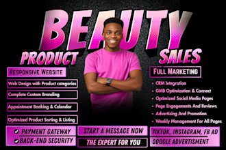 design beauty skincare website beauty sales store marketing facebook tiktok ads