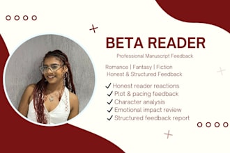 beta read your romance or fiction manuscript
