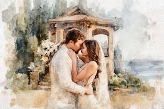 design couple portrait wedding portrait illustration
