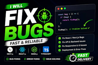 fix next js, react, node js bugs and website issues