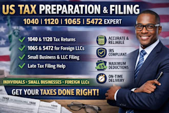 prepare and file your US tax return accurately and on time 1040, 1120, 1065