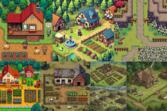 do 2d pixel art tileset pixel character animation sprite sheet game art tile map