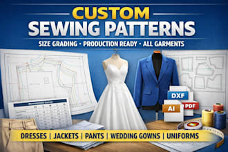 create custom clothing sewing patterns with size grading for production