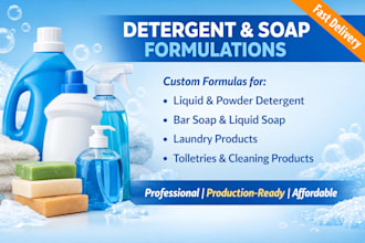 product formulations of detergents, soaps, laundry and toiletry products