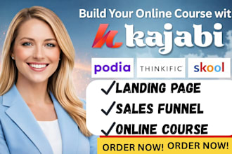 design kajabi thinkific podia learndash course websites and sales funnel