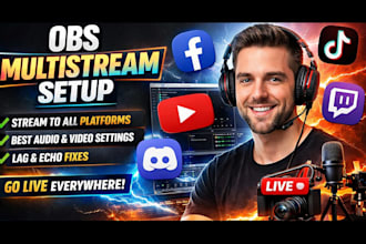 setup obs multistreaming to youtube twitch facebook with perfect audio
