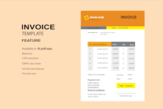 do professional letterhead custom invoice template and PDF