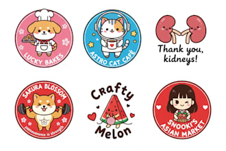 make cute chibi art, kawaii logo or sticker patch design