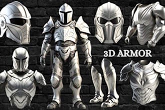 make model of printable armor, cosplay armor, 3d armor, 3d helmet for printing